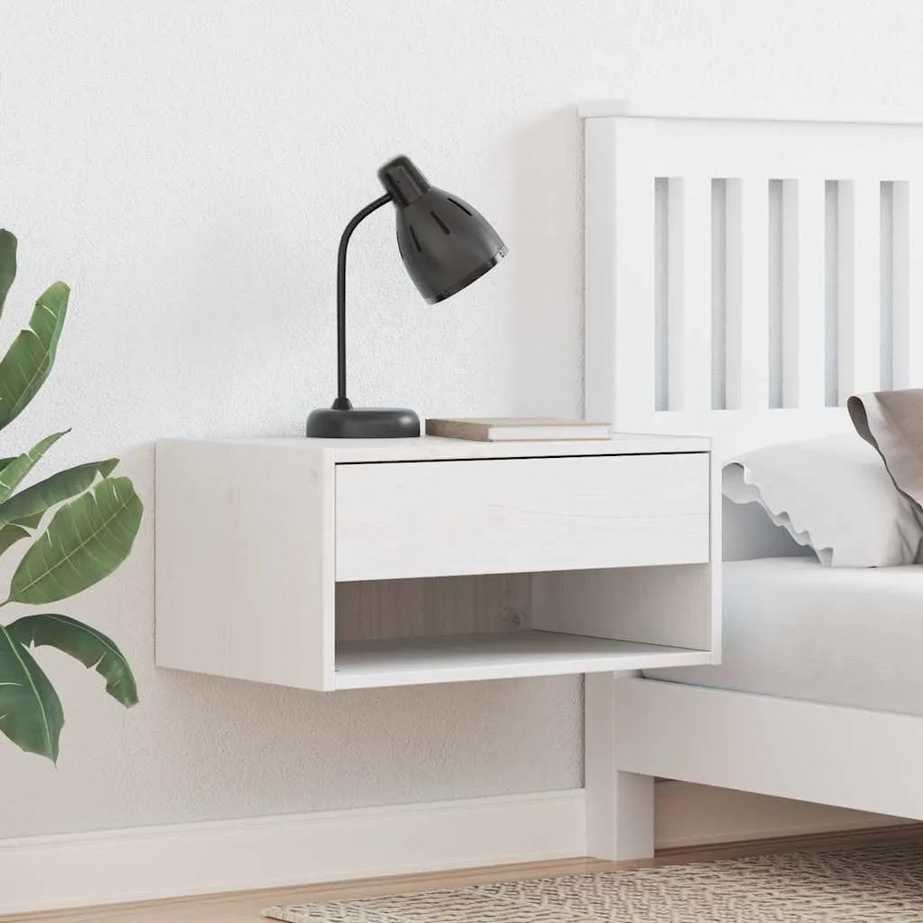 vidaXL Mesa de Cabeceira Montada na Parede com gaveta 2 pcs Branco