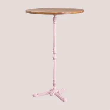 Mesa De Bar Alta Redonda Em Madeira De Acácia Vienna Ø70 Cm & Rosa Algodão Doce - Sklum