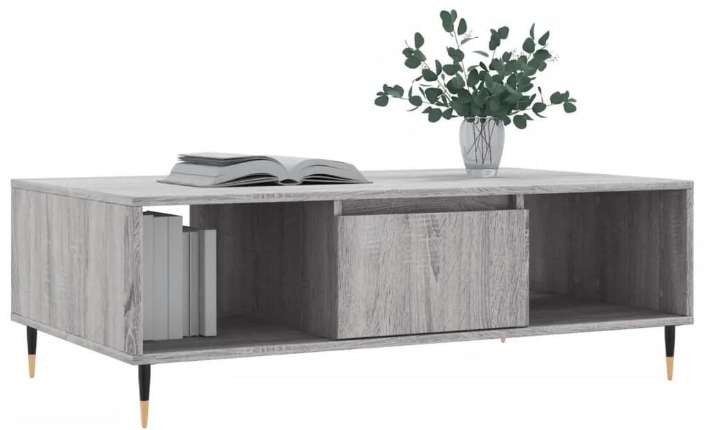 Mesa de centro 104x60x35 cm derivados madeira cinzento sonoma