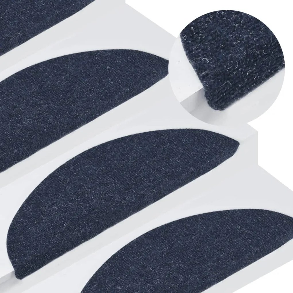 vidaXL Tapetes de escada adesivos 15 pcs 56x17x3 cm azul