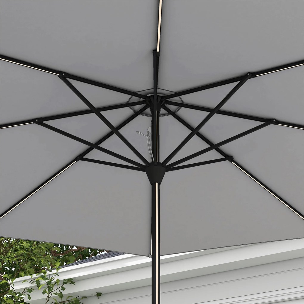 Chapéu de Sol de Jardim Ø265x240 cm Chapéu de Sol de Terraço com Luzes