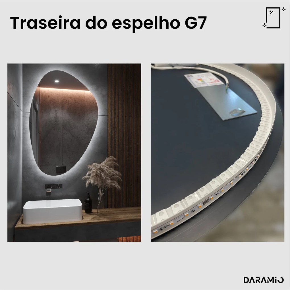 Espelho com luz em forma de seixo G7