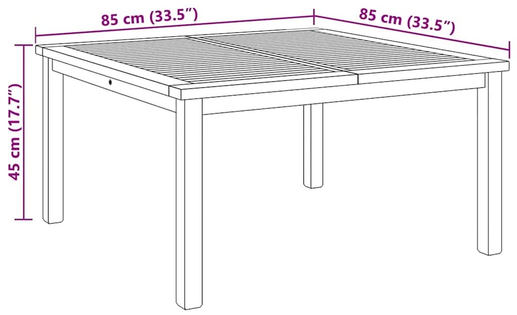 Mesa de centro Castanho 85 x 85 x 45 cm Madeira de teca sólida
