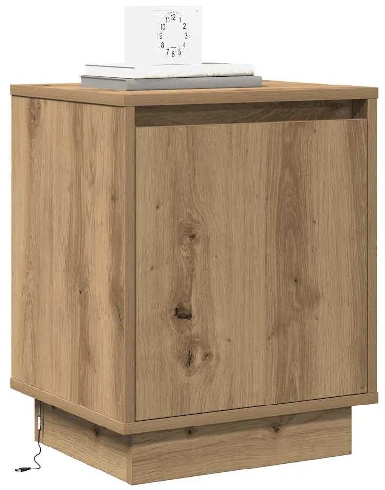 Camas de cabeceira com luzes LED 2 pcs Carvalho Artisan 39x34,5x50 cm