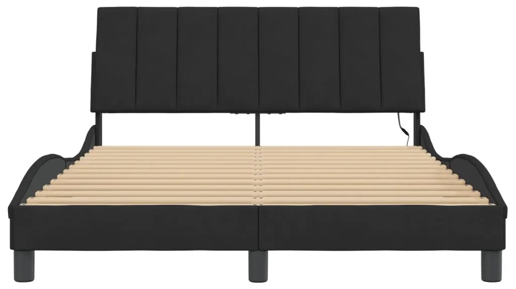 Estrutura de cama c/ luzes LED 140x200 cm veludo preto