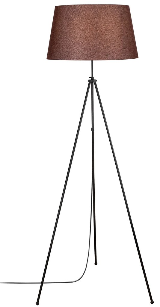 Candeeiro de Pé Tripod – Preto e Castanho – 65 x 65 cm, Altura: 165 cm