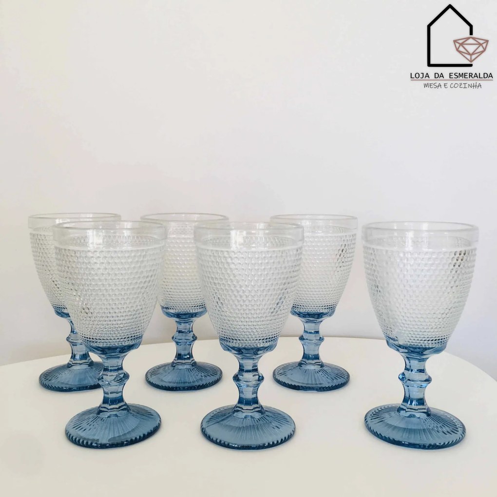 Conjunto 6 copos de Vinho | 2 Cores | Azul