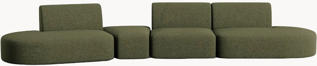 Sofá de canto modular em chenille Paolo (7 lugares)