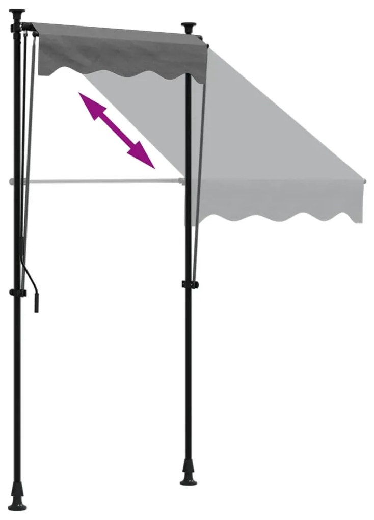 Toldo retrátil 100x150 cm tecido e aço antracite