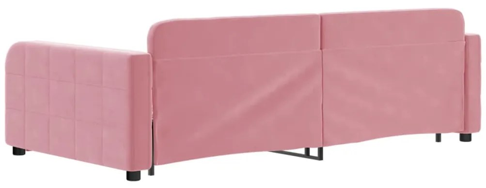 Sofá-cama com gavetão 100x200 cm veludo rosa