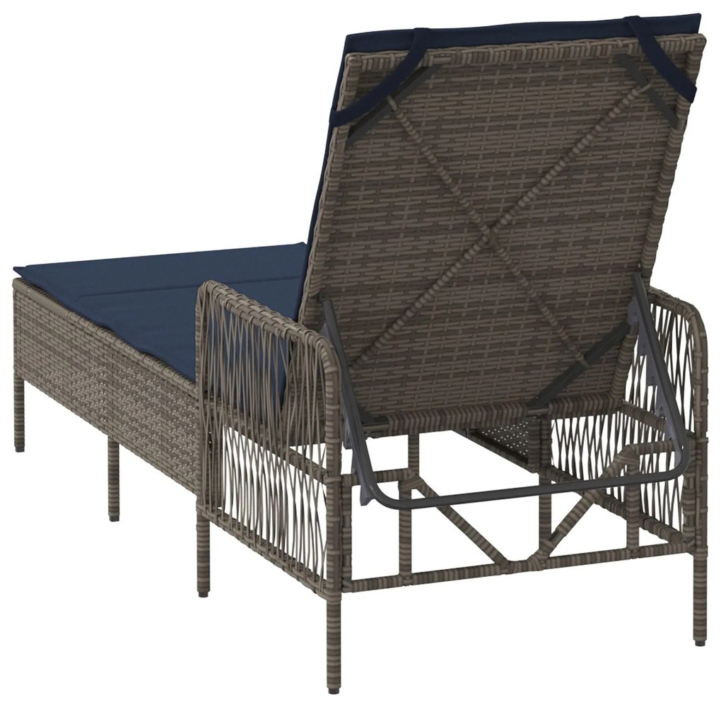 Espreguiçadeira Cinza Rattan PE 157 x 55 x 92 cm Dobrável