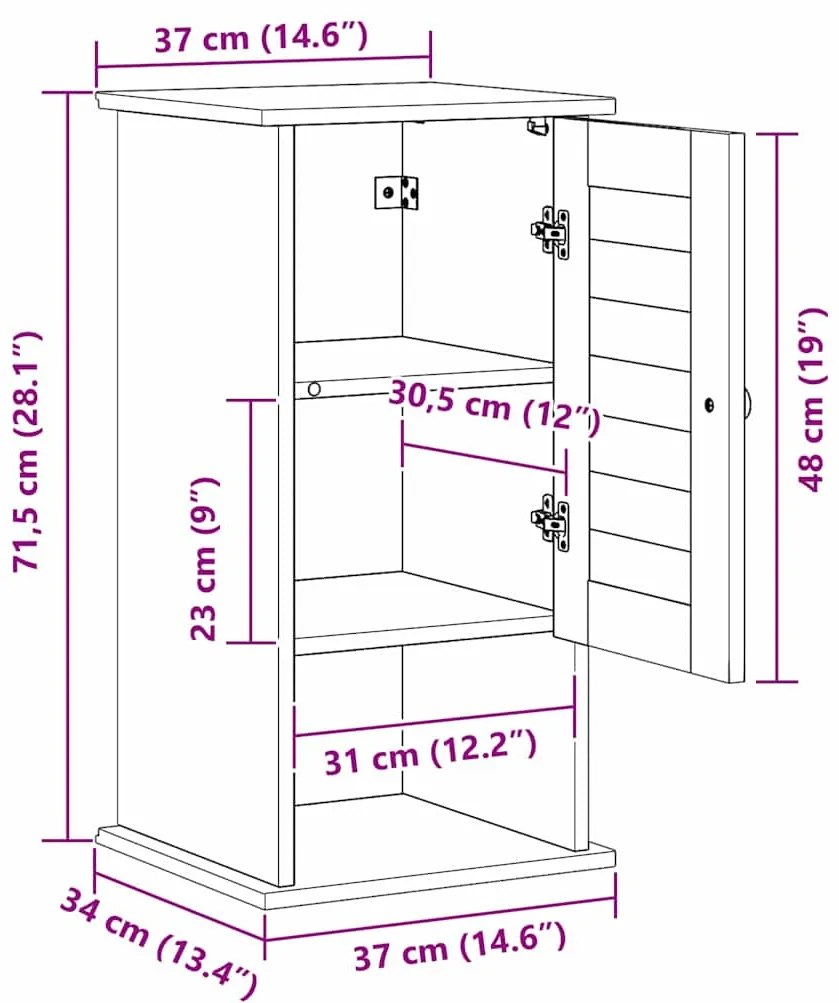 Gabinete de Banheiro Suspenso Branco 37 x 34 x 71.5 cm