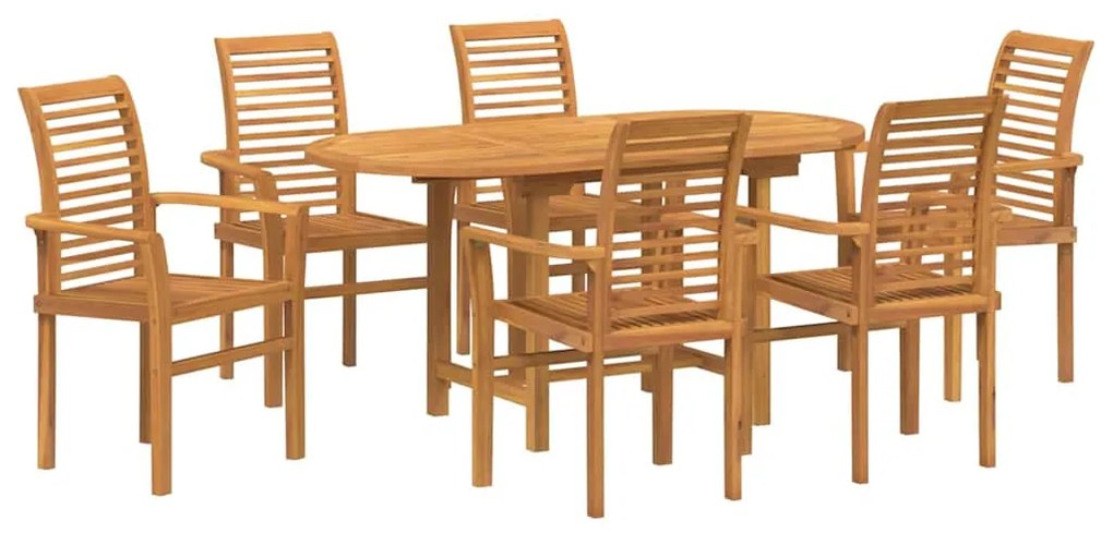 Conjunto de Jantar para Jardim com 7 Peças em Madeira Teak.