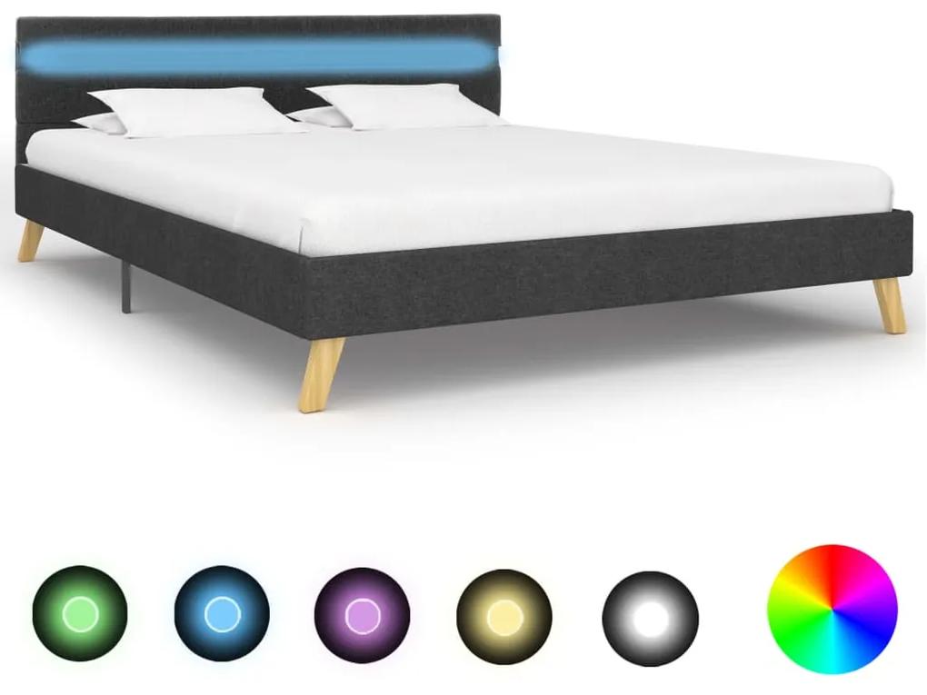 284842 vidaXL Estrutura de cama com LED 120x200 cm tecido cinzento-escuro