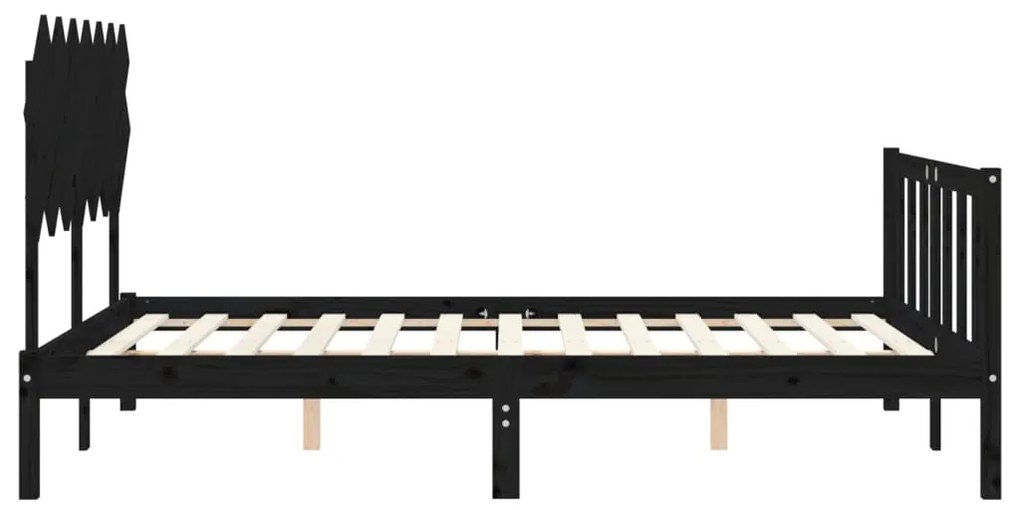 Estrutura de cama com cabeceira 140x190 cm madeira maciça preto