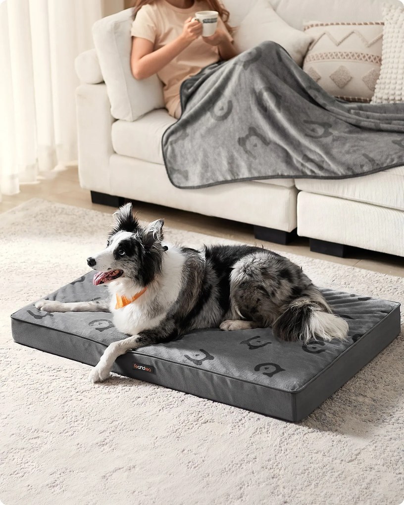 Cama ortopédica para cães, 105 x 73 x 10 cm, tamanho XL Cinzento