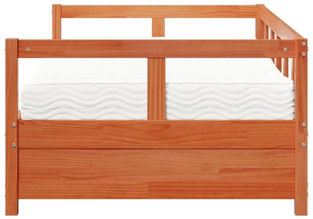 Sofá-cama com colchão 90x190 cm pinho maciço castanho-mel