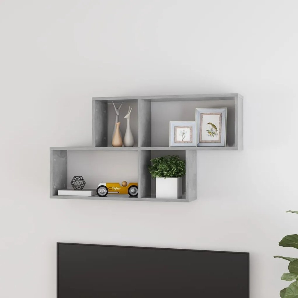 Estante de parede 100x18x53 cm deriv. madeira cinzento cimento