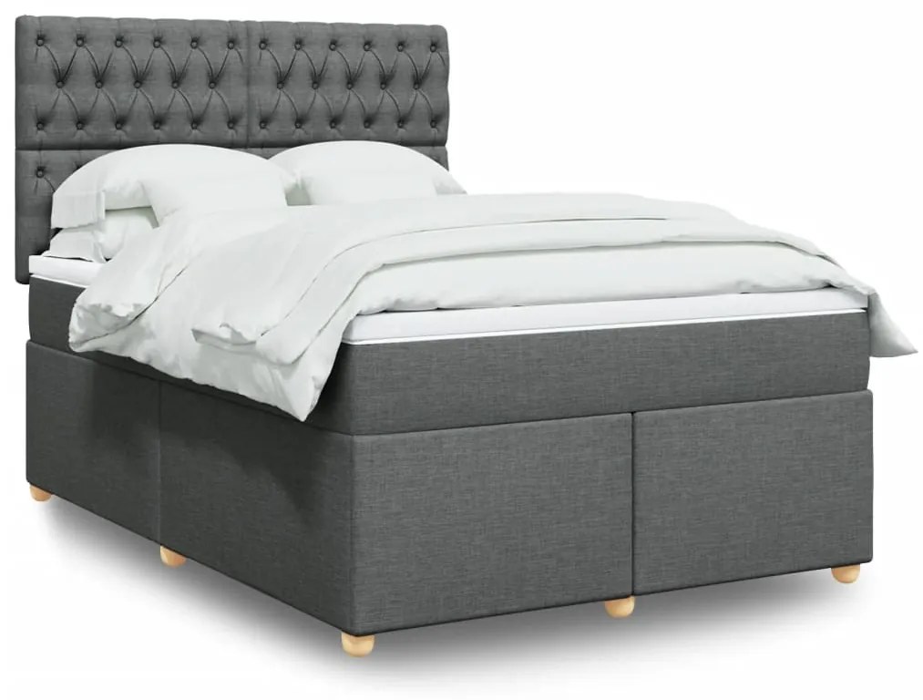 Cama com molas/colchão 140x200 cm tecido cinzento-escuro