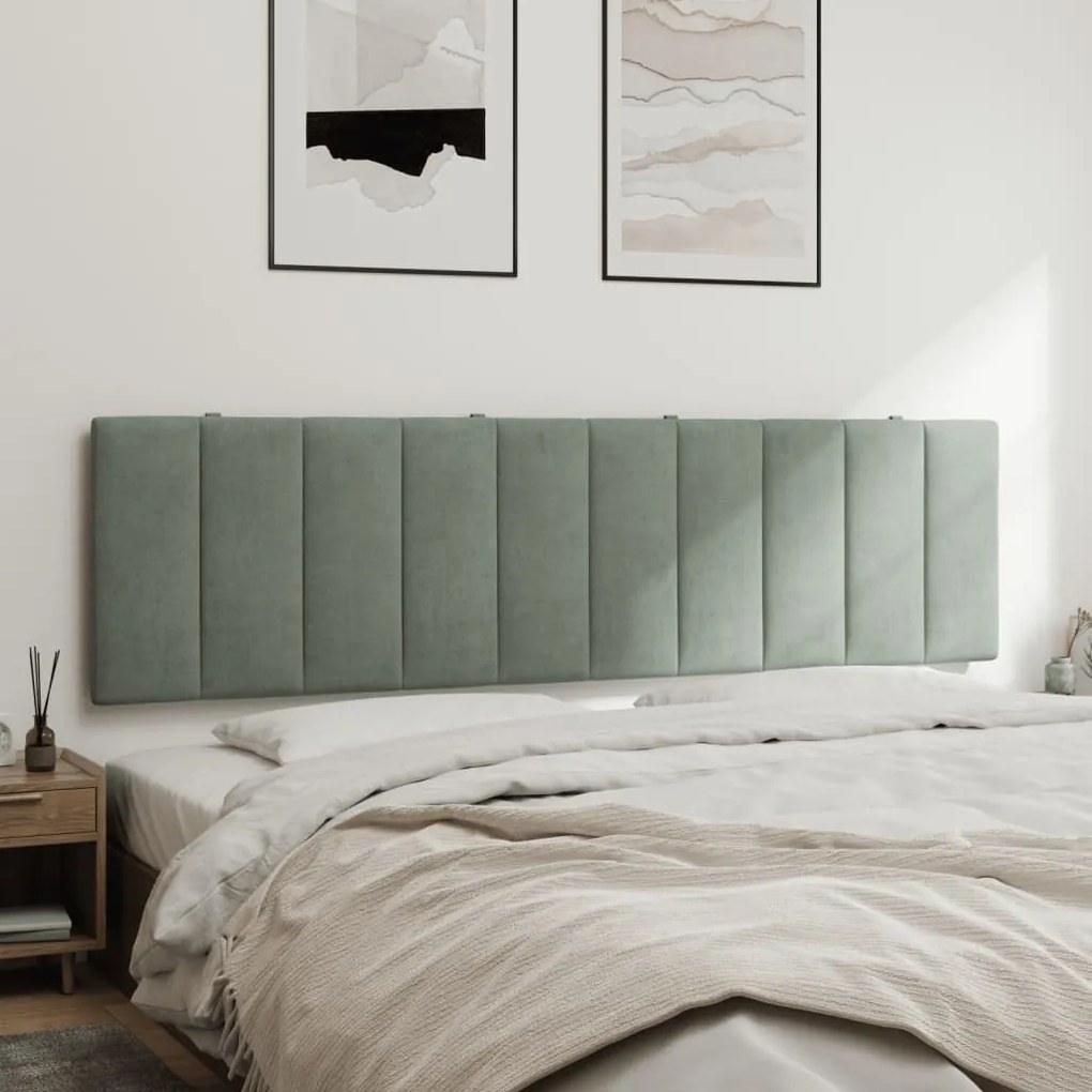 Almofadão de cabeceira 180 cm veludo cinzento-claro