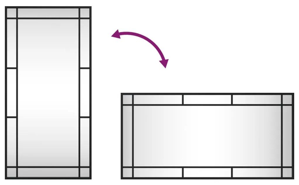 Espelho de parede retangular 40x80 cm ferro preto