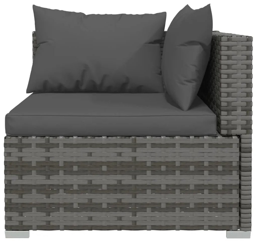 5 pcs conjunto lounge de jardim c/ almofadões vime PE cinzento