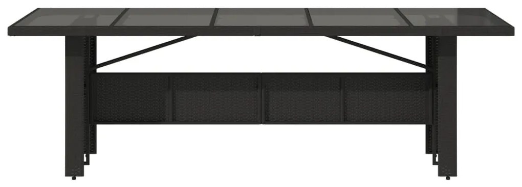 Mesa de jardim com tampo de vidro 240x90x75 cm vime PE preto