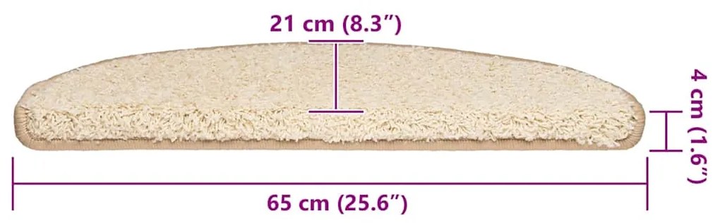 Tapetes de escada 30 pcs 65x21x4 cm creme