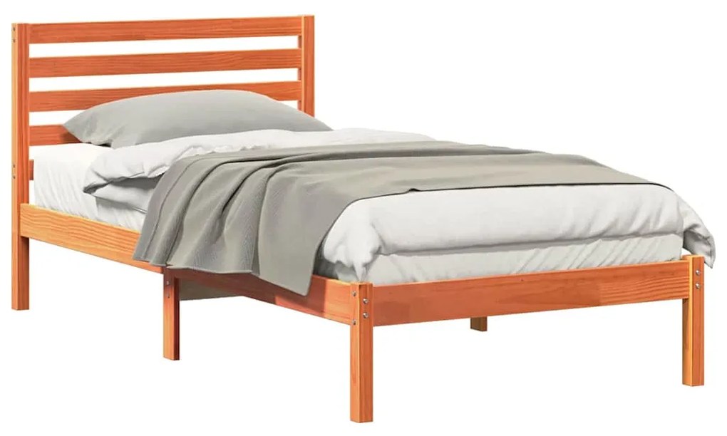 Estrutura da Cama com cabeceira Castanho-mel 90 x 190 cm