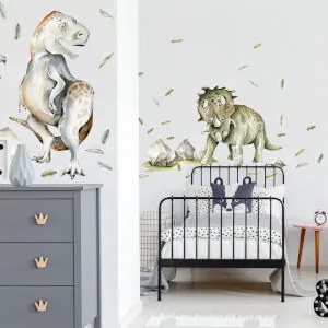 Autocolante com dinossauros, autocolantes de dinossauros para meninos na parede