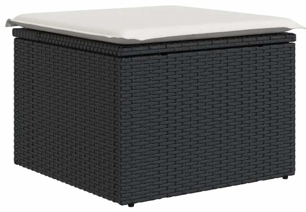 8 pcs conjunto sofás de jardim com almofadões vime PE preto