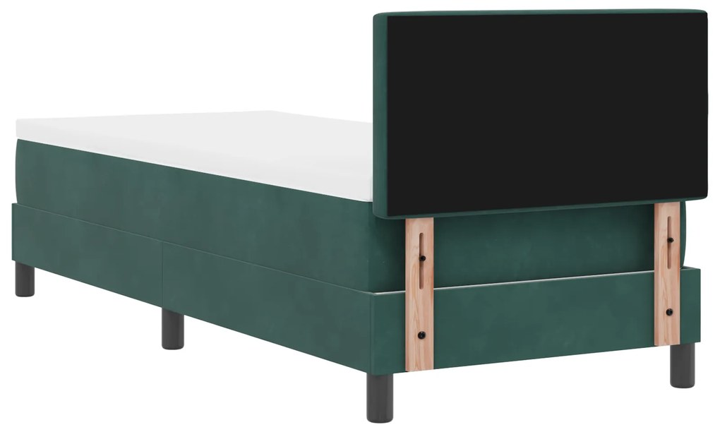 Cama Box Spring vidaXL com Colchão Verde Escuro 80x200 cm Veludo