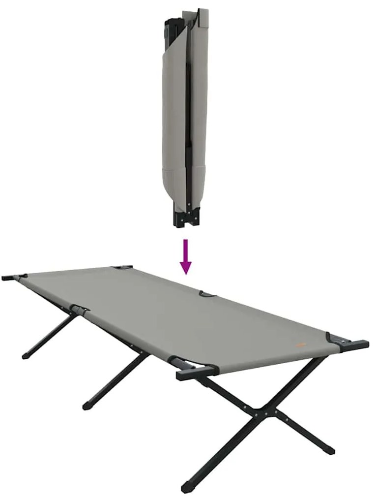 Cama Solar Dobrável com Bolsa Cinza 600D, Tecido Oxford