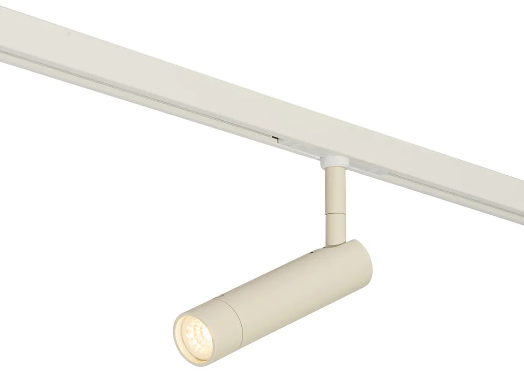 Foco Moderno Bege com Branco para Sistema de Trilho Monofásico - Slimline Uzzy