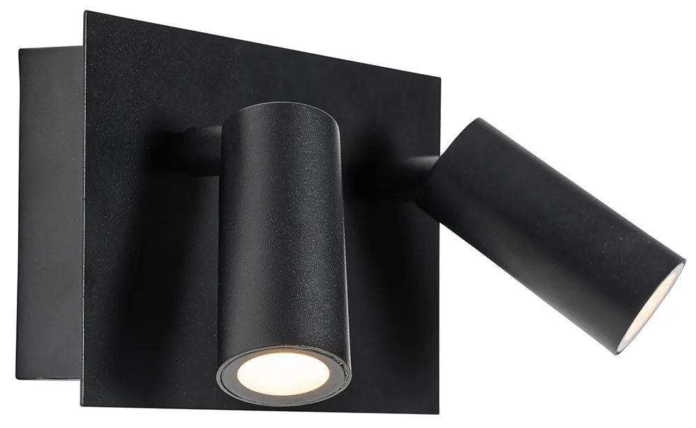 Candeeiro de parede exterior moderno preto c/ LED 2 luzes IP54 - Simon Moderno