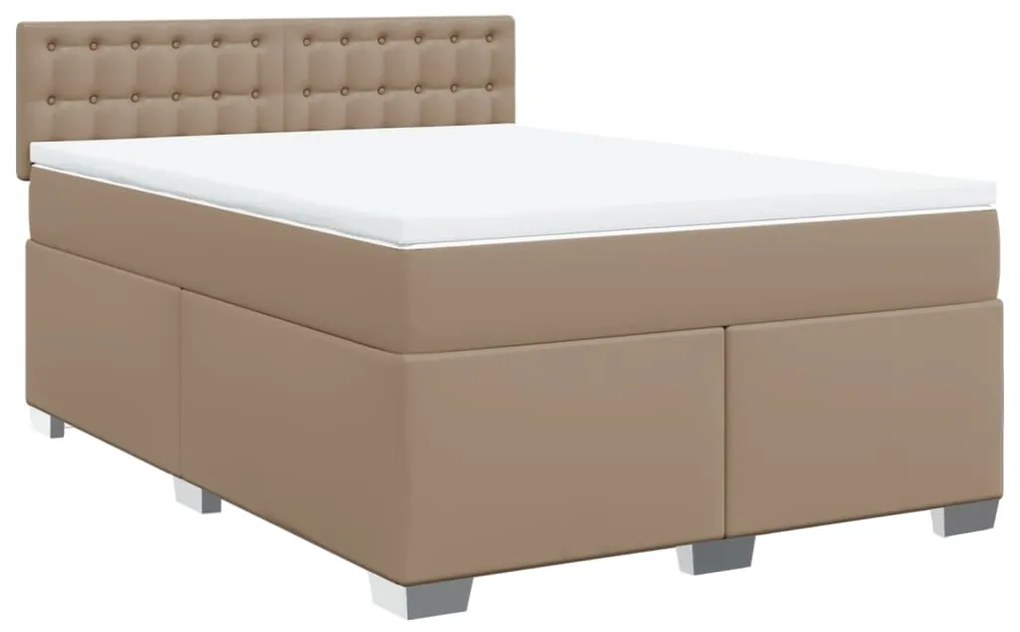 Cama com Molas/Colchão e Luzes Led - 140x200 cm - Couro Artificial Cap