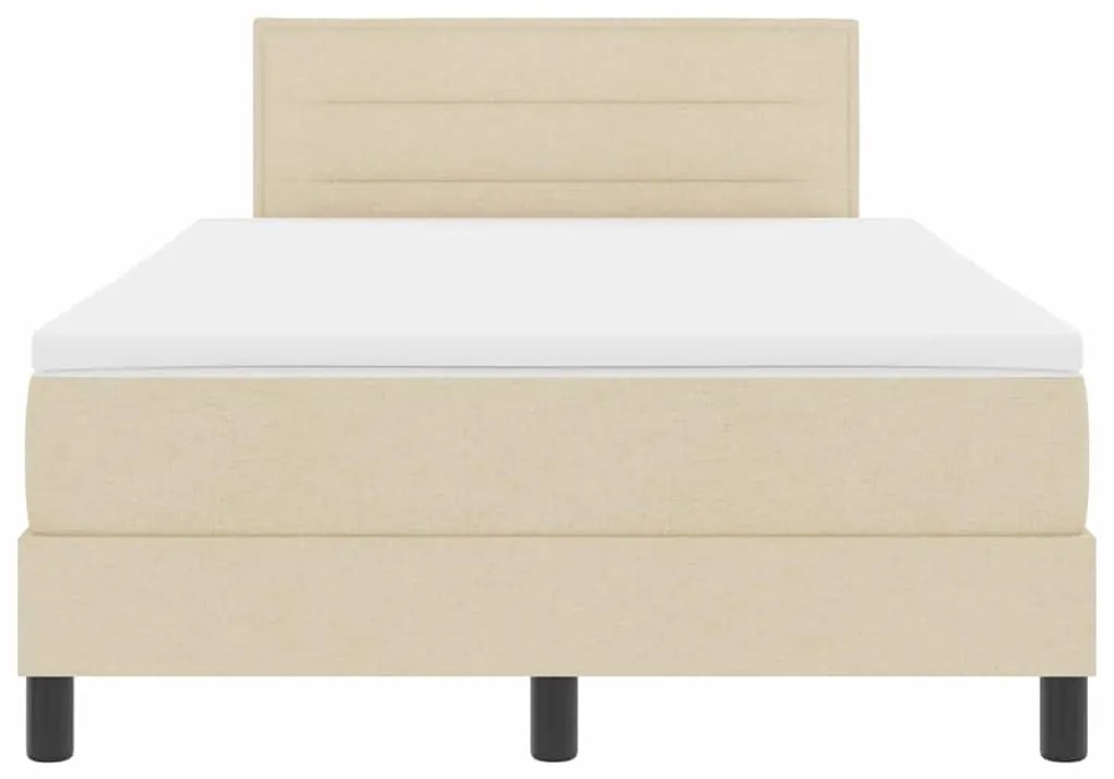 Cama com Box Spring e Colchão com LED Creme 120x200 cm Tecido