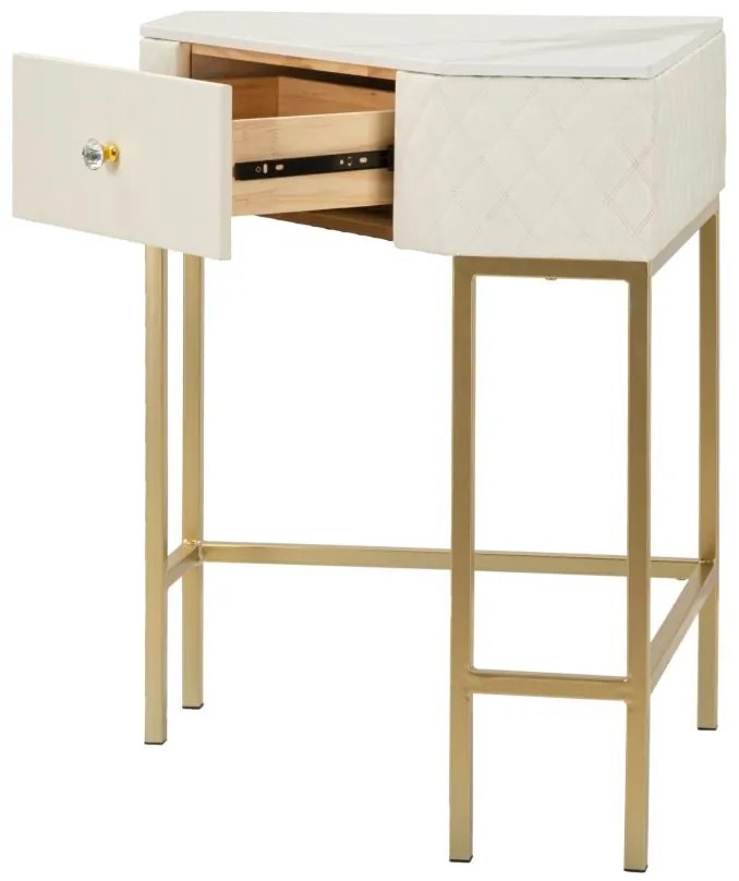 Consola de Entrada Angle Sharon - Madeira e MDF Branco com Detalhes Do