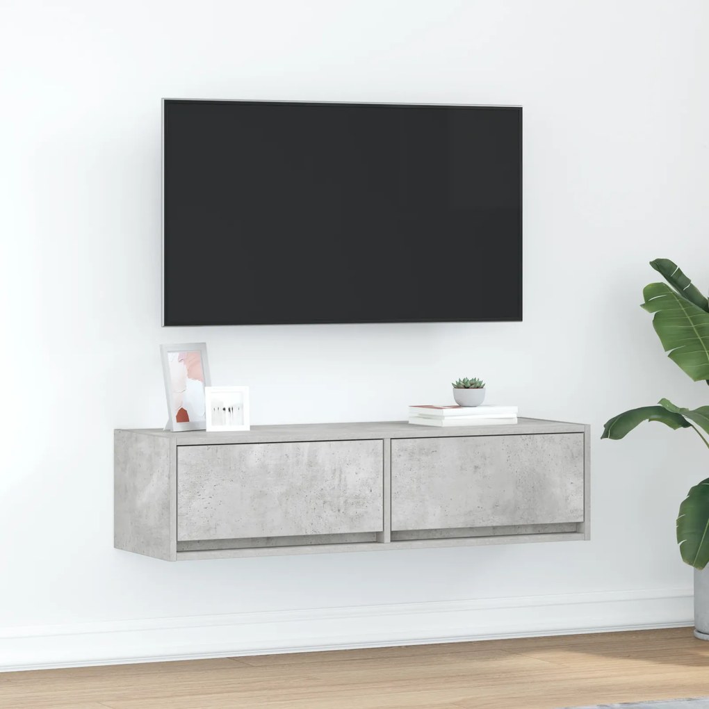 vidaXL Armário para TV Cinza Concreto 100x31x25,5 cm Madeira Engenharia