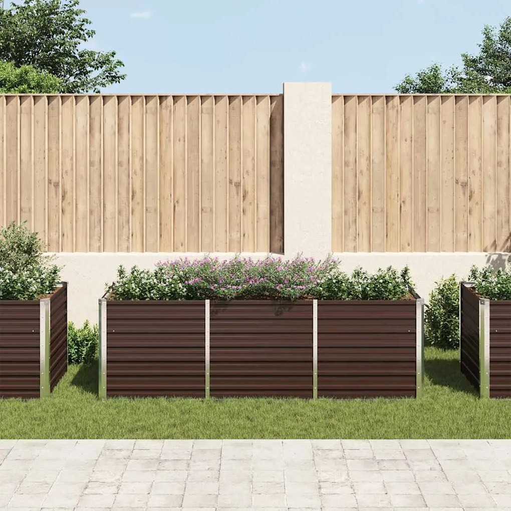 Canteiro elevado de jardim aço galvanizado 240x80x77cm castanho