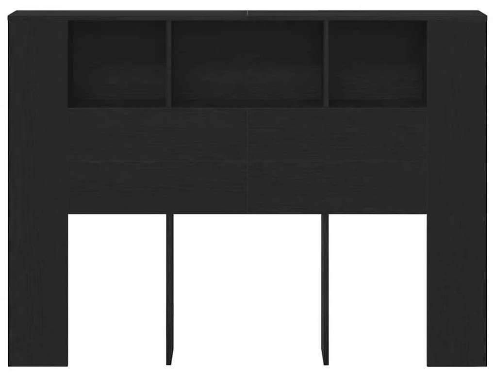 Cabeceira Preto Carvalho vidaXL - 140x19x104,5 cm - Feito de Madeira I