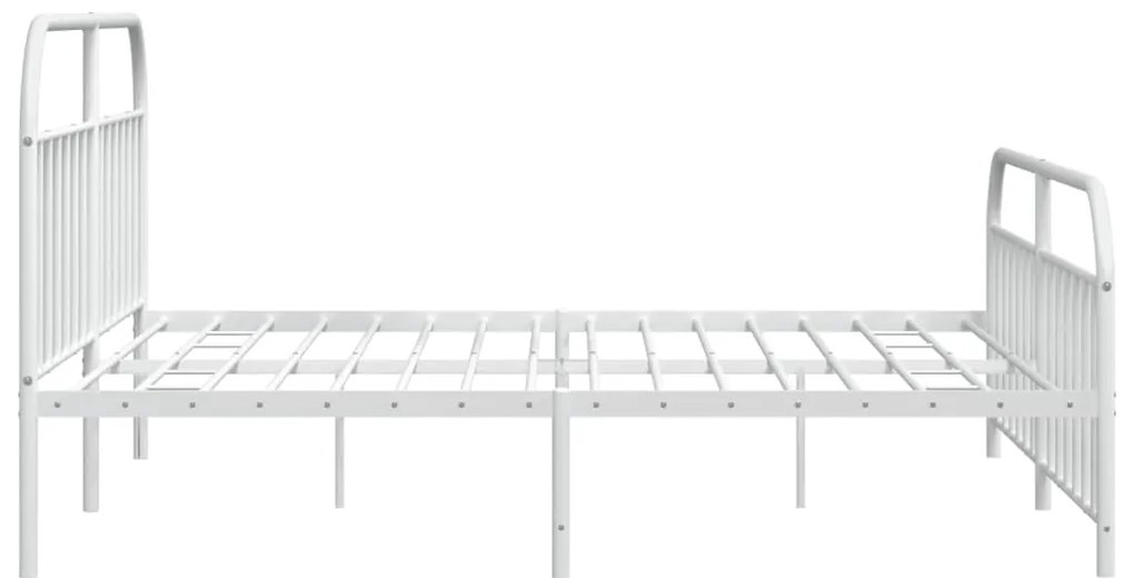 Estrutura de cama com cabeceira e pés 200x200 cm metal branco