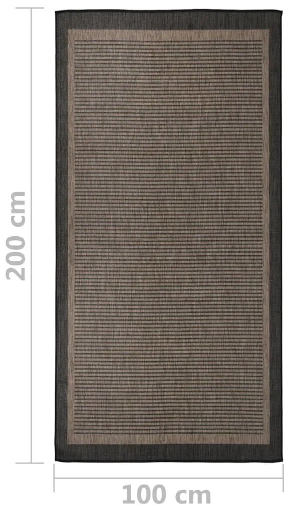 Tapete de tecido plano para exterior 100x200 cm castanho-escuro