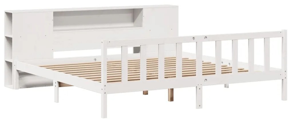 Cama com estante sem colchão 200x200 cm pinho maciço branco