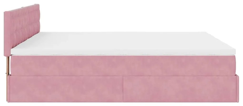 Estrutura de cama otomana com colchões 180x200 cm veludo rosa