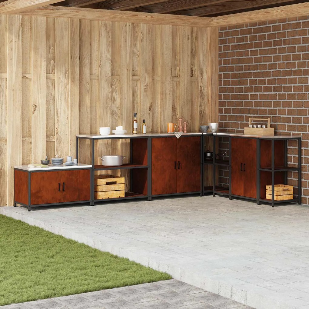 vidaXL Armazenamento de Cozinha Ferro Enferrujado 60 x 50 x 92 cm Aço