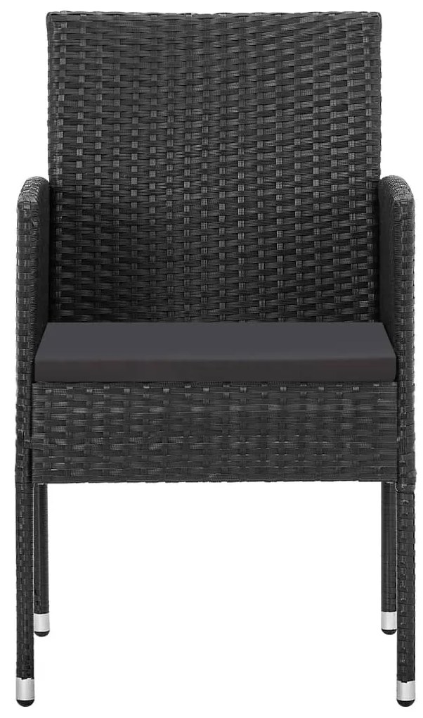 5 pcs conjunto de jantar para jardim vime PE e aço preto