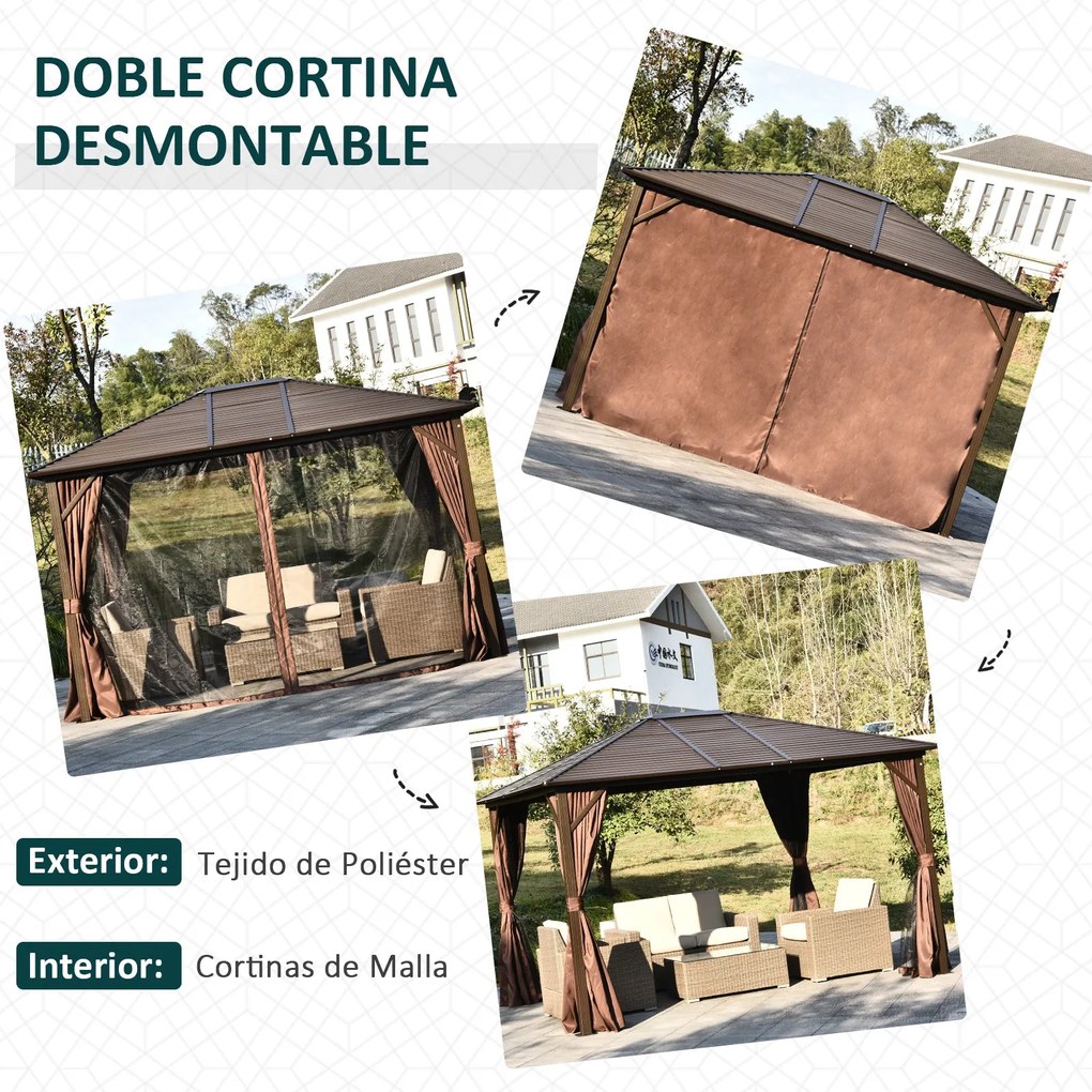 Pérgola para Jardim com Parede Lateral e Rede Mosquiteira 365x300x265