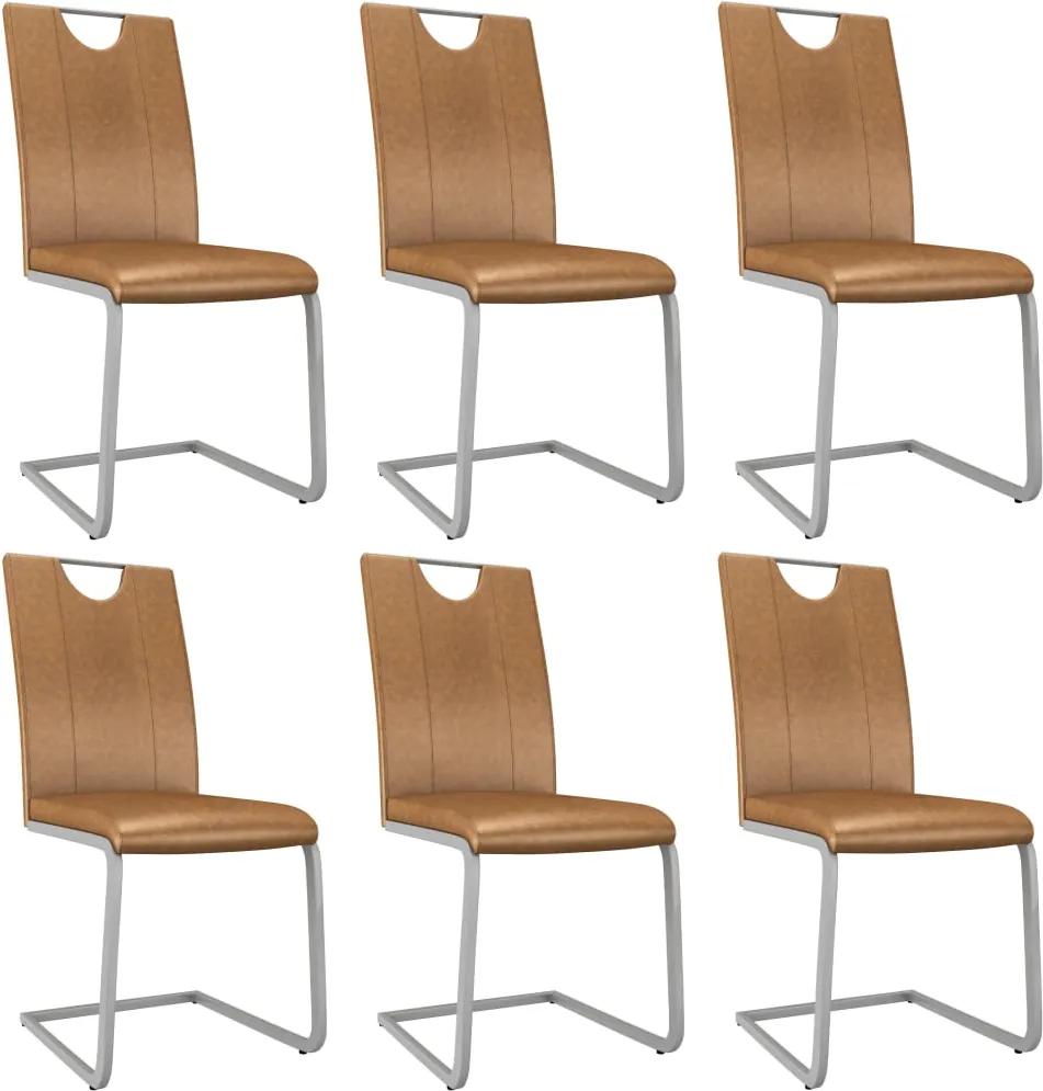 Cadeiras de jantar 6 pcs couro artificial castanho
