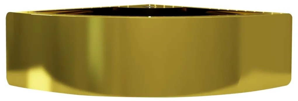 Lavatório com extravasamento 45x32x12,5 cm cerâmica dourado